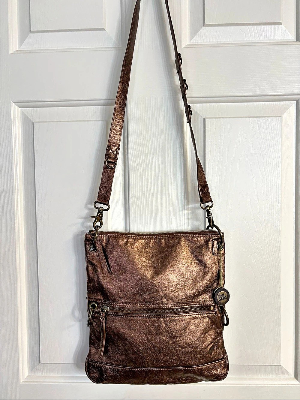 The Sak “Iris” Bronze Metallic Leather Crossbody Bag